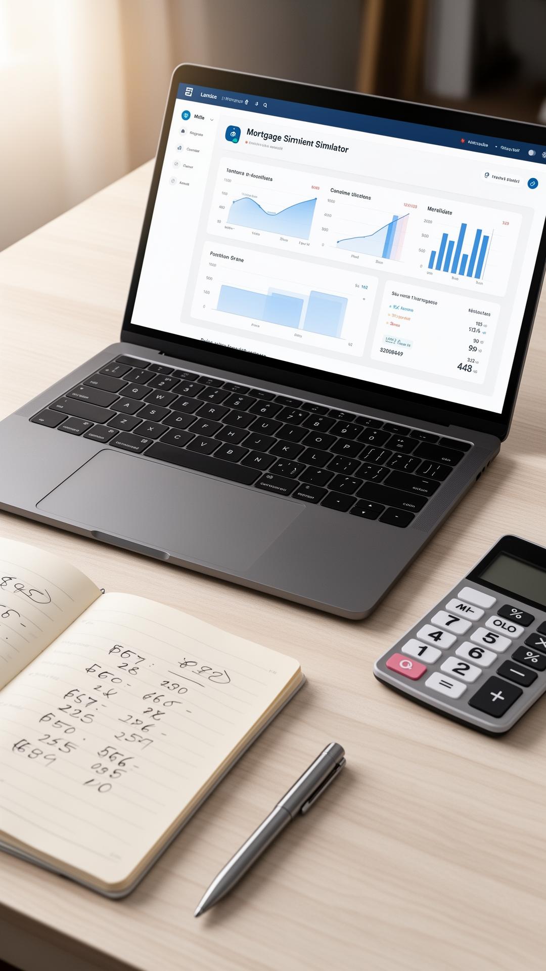 Calculatrice et documents pour simuler un prêt immobilier